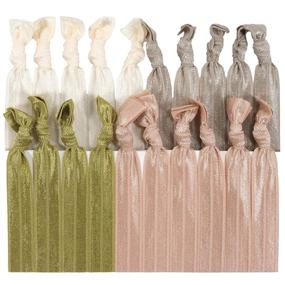 img 4 attached to Kenz Laurenz Hair Ties: No Crease Ribbon Elastics for Ouchless Blonde Ombre Ponytails – Set of 20 Hair Bands