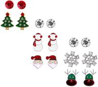 hypoallergenic holiday stud earrings set - 8pcs christmas gift for women and teen girls logo