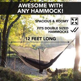 img 2 attached to 🏕️ Foxelli XL Hammock Net - Lightweight Portable 12ft Netting for Camping Hammocks, Fast & Easy Setup, Universal Fit