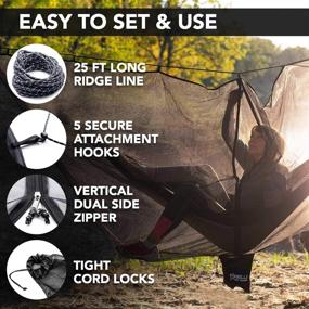 img 3 attached to 🏕️ Foxelli XL Hammock Net - Lightweight Portable 12ft Netting for Camping Hammocks, Fast & Easy Setup, Universal Fit