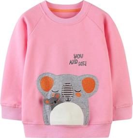 img 4 attached to 👧 Cute Cotton Toddler Girls Fall Sweatshirts: Long Sleeve Adorable Pullover Shirt for Kids - Casual Tops