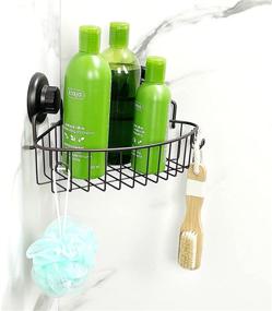 img 1 attached to HASKO Accessories Suction Cup Corner Shower Caddy - 2-Pack Stainless Steel Shelf with Hooks - Oil-Rubbed Bronze Bath Caddy - Bathroom Storage Basket with 3M Stick Discs