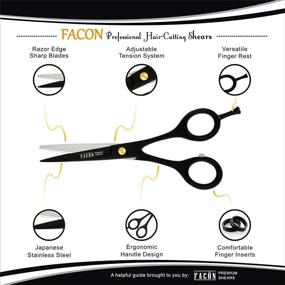 img 1 attached to 💈 Facón Professional Razor Edge Barber Hair Cutting Scissors - Japanese Stainless Steel - 6.5" Length - Fine Adjustment Tension Screw - Premium Salon Quality Shears (The Bravo)