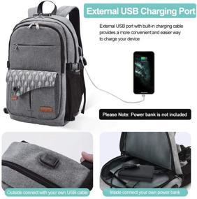 img 3 attached to 🎒 Lekesky Grey Laptop Backpack for Women: Anti-theft, USB Charging Port, Lock | Perfect for College, School, Travel, Hiking