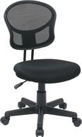 💺 osp home furnishings mesh mid-back armless task chair with padded fabric seating in black and grey - em39800-3 логотип