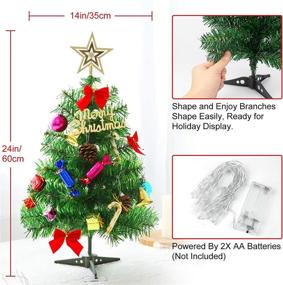 img 2 attached to OZMI 20-inch/50cm Tabletop Christmas Tree, DIY Artificial Mini Tabletop Xmas Tree with 20 LED String Lights, 18 Christmas Ornaments and Plastic Base for Table Top Desk - Classic Series Holiday Decoration