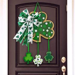 img 1 attached to 🍀 JANOU St. Patrick's Day Wreath Bow: Green Shamrock Bowknot for DIY Crafts and Party Decorations, 11.4x17.7 in