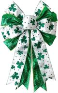 🍀 janou st. patrick's day wreath bow: green shamrock bowknot for diy crafts and party decorations, 11.4x17.7 in логотип