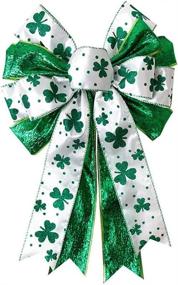 img 4 attached to 🍀 JANOU St. Patrick's Day Wreath Bow: Green Shamrock Bowknot for DIY Crafts and Party Decorations, 11.4x17.7 in