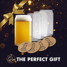 img 1 attached to 🍺 Enhance Your Beer Experience with Can Shaped Beer Glass Set - 16 Oz Glasses with Free Cork Coasters - Nucleated for Optimal Taste!