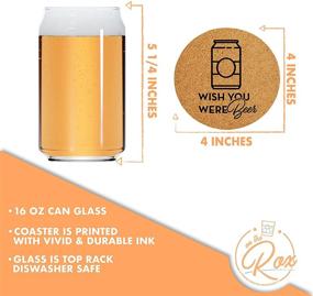 img 3 attached to 🍺 Enhance Your Beer Experience with Can Shaped Beer Glass Set - 16 Oz Glasses with Free Cork Coasters - Nucleated for Optimal Taste!