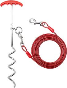 img 4 attached to 🐶 PETPMEEE Heavy Duty Dog Tie Out Cable & Stake - 30 FT Long Leash with 16" Spiral Anchor - Tangle Free for Small, Medium and Large Dogs: Ideal for Outdoor Yard Play, Training, Hiking, and Camping