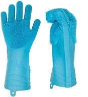 🧤 dishwashing gloves: reusable silicone scrubber for heat resistant dish cleaning in kitchen (1 pair) logo