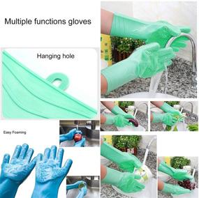 img 2 attached to 🧤 Dishwashing Gloves: Reusable Silicone Scrubber for Heat Resistant Dish Cleaning in Kitchen (1 Pair)