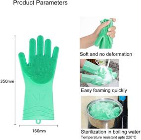 img 1 attached to 🧤 Dishwashing Gloves: Reusable Silicone Scrubber for Heat Resistant Dish Cleaning in Kitchen (1 Pair)