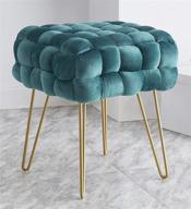 ornavo home mirage teal velvet ottoman: modern contemporary square woven upholstery with gold metal legs logo