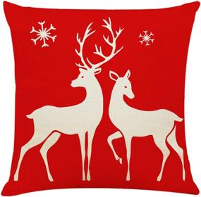 img 3 attached to 🎄 Ogrmar Set of 4, 18x18 Inch Throw Pillow Covers - Christmas Decorative Pillow Cases made of Cotton Linen for Sofa, Couch, Bed, and Car.