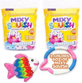 img 4 attached to 🎨 Made by Me Mixy Squish Confetti Bundle by Horizon Group USA - 2 Twin Packs Textured Air Dry Clay for Sensory Play - 3 Colors, 6 oz Total - Rainbow Confetti, Bumpy, Crunchy Textures That Dry Squishy