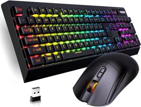 img 4 attached to 🖥️ ZJFKSDYX Wireless Gaming Keyboard and Mouse Combo - 104 Key RGB LED Backlight, Rechargeable, Mechanical Feel, Anti-ghosting, Ergonomic, Waterproof, RGB Mute Mice for Computer PC Gamer in Black