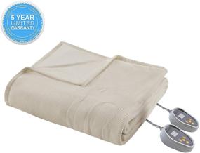 img 3 attached to Beautyrest Electric Ribbed Microfleece Luxury Soft Blanket for Ultimate Comfort - Secure Comfort Technology - Two 20-Setting Heat Controllers - Queen Size - Beige - Ideal for Bed or Couch
