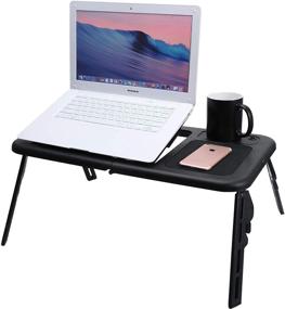 img 4 attached to 🖥️ Ноутбук-стол XINRUI: Портативный и регулируемый стол для колен с вентилятором для домашнего офиса, кровати, дивана и пола.