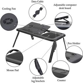 img 2 attached to 🖥️ Ноутбук-стол XINRUI: Портативный и регулируемый стол для колен с вентилятором для домашнего офиса, кровати, дивана и пола.