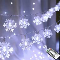 20ft christmas snowflake string lights, 40 led battery operated fairy lights with remote control and timer – hanging decor for bedroom, room, patio, party, wall – indoor and outdoor xmas tree decorations in warm white логотип