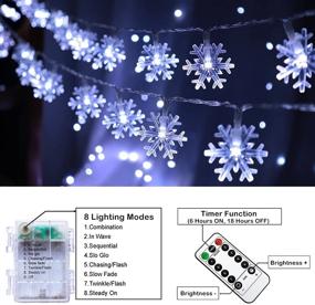 img 1 attached to 20FT Christmas Snowflake String Lights, 40 LED Battery Operated Fairy Lights with Remote Control and Timer – Hanging Decor for Bedroom, Room, Patio, Party, Wall – Indoor and Outdoor Xmas Tree Decorations in Warm White