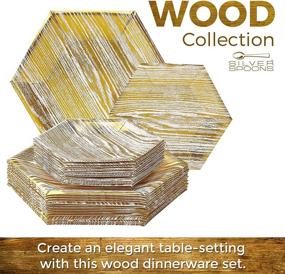 img 1 attached to Комплект посуды Wood Collection White/Gold PARTY DISPOSABLE 36 PC - Элегантный гексагональный дизайн для стильной свадьбы и ужинов.