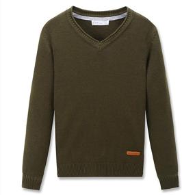 img 4 attached to 👕 CUNYI V Neck Pullover Cotton Sweater: Top-quality Boys' Clothing for Sweaters