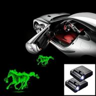 okstore 3d wireless magnetic bat car door step led welcome logo shadow ghost light laser projector lamp (green flame horse) logo