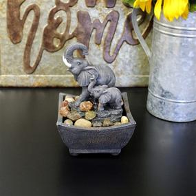 img 2 attached to 🐘 Nature's Mark 7.5" Playing Elephant & Baby Elephant Tabletop Water Fountain: A Soothing & Elegant Décor Piece