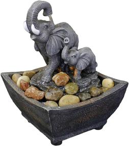 img 4 attached to 🐘 Nature's Mark 7.5" Playing Elephant & Baby Elephant Tabletop Water Fountain: A Soothing & Elegant Décor Piece