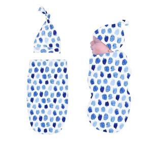 img 4 attached to 👶 Cocoon Swaddle and Hat Set: Perfect Newborn Photo Prop – Blue Dot Blanket Sack with Beanie for 0-3 Months