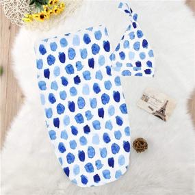 img 3 attached to 👶 Cocoon Swaddle and Hat Set: Perfect Newborn Photo Prop – Blue Dot Blanket Sack with Beanie for 0-3 Months