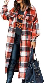 img 4 attached to HangNiFang Oversized Flannel Shacket 0488 BlackWhite M