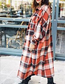 img 2 attached to HangNiFang Oversized Flannel Shacket 0488 BlackWhite M