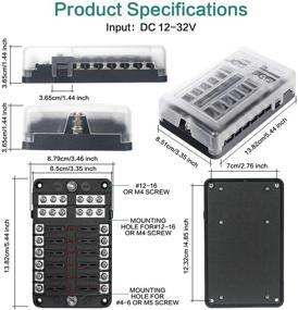 img 1 attached to 🚗 Дэйукси 12-позиционная блок-распределитель предохранителей с индикатором LED, водонепроницаемый кожух - держатель предохранителей 12-позиций ATC/ATO для автомобилей, грузовиков, лодок, морских судов, домов на колесах и фургонов (включает 16 предохранителей).