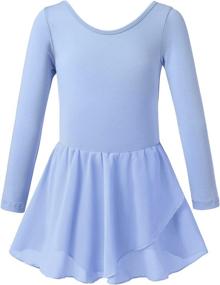 img 4 attached to 💃 High-Quality MERIABNY Tank/Long Sleeve Leotards: Solid Color Ballet Tutu Dress for Girls Dance (3-9 Years)