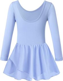 img 3 attached to 💃 High-Quality MERIABNY Tank/Long Sleeve Leotards: Solid Color Ballet Tutu Dress for Girls Dance (3-9 Years)