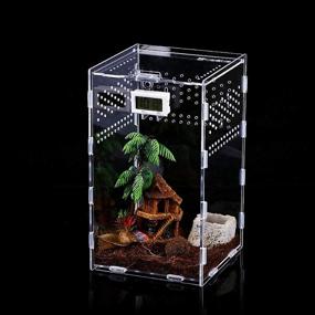 img 4 attached to 🦎 LEEWENYAN Acrylic Reptile Habitat-Insect Feeding Box, Transparent Breeding Case for Reptiles and Amphibians, 12x12x20cm