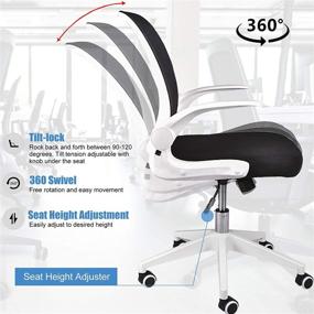 img 2 attached to IPKIG Ergonomic Office Chair - Home Office Desk Chair with Wheels, Flip-Up Arms, Foldable Backrest, and Lumbar Support - Mesh Computer Chair (White)