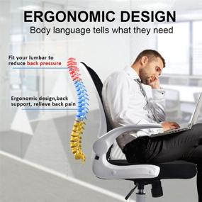 img 1 attached to IPKIG Ergonomic Office Chair - Home Office Desk Chair with Wheels, Flip-Up Arms, Foldable Backrest, and Lumbar Support - Mesh Computer Chair (White)