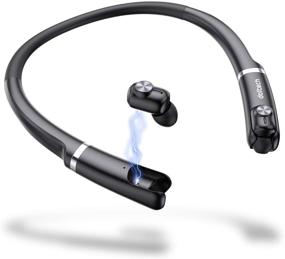 img 4 attached to 🎧 Черные беспроводные наушники Doltech T20 Bluetooth - настоящие беспроводные стерео-наушники с поддержкой шеи для зарядки, спортивные наушники с шумоподавлением, вкладыши с умным микрофоном.