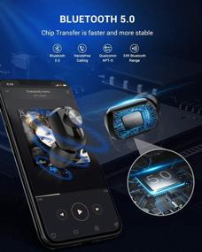 img 2 attached to 🎧 Черные беспроводные наушники Doltech T20 Bluetooth - настоящие беспроводные стерео-наушники с поддержкой шеи для зарядки, спортивные наушники с шумоподавлением, вкладыши с умным микрофоном.