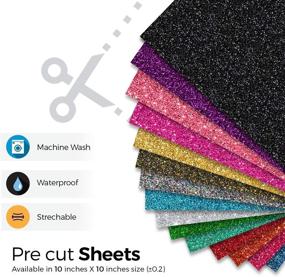 img 1 attached to MiPremium HTV Vinyl Starter Pack – Assorted Bundle Kit of 14 Most Popular Glitter & Plain Colors for Heat Press – Easy to Cut & Press – PU Heat Transfer Vinyl (14 x Combo Pack)