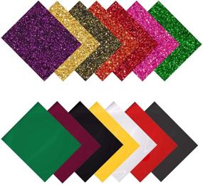 img 4 attached to MiPremium HTV Vinyl Starter Pack – Assorted Bundle Kit of 14 Most Popular Glitter & Plain Colors for Heat Press – Easy to Cut & Press – PU Heat Transfer Vinyl (14 x Combo Pack)
