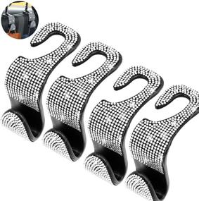img 4 attached to 🚗 SEAMETAL Sparkling Car Seat Hanger Backseat, Bling Car Accessories for Women, Headrest Auto Seat Hook Back Seat 4PACK