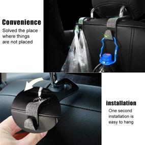 img 3 attached to 🚗 SEAMETAL Sparkling Car Seat Hanger Backseat, Bling Car Accessories for Women, Headrest Auto Seat Hook Back Seat 4PACK