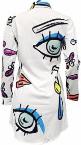 img 1 attached to Bluewolfsea Women's Lips Print Button Down Tunic Shirt Dress with Long Sleeves